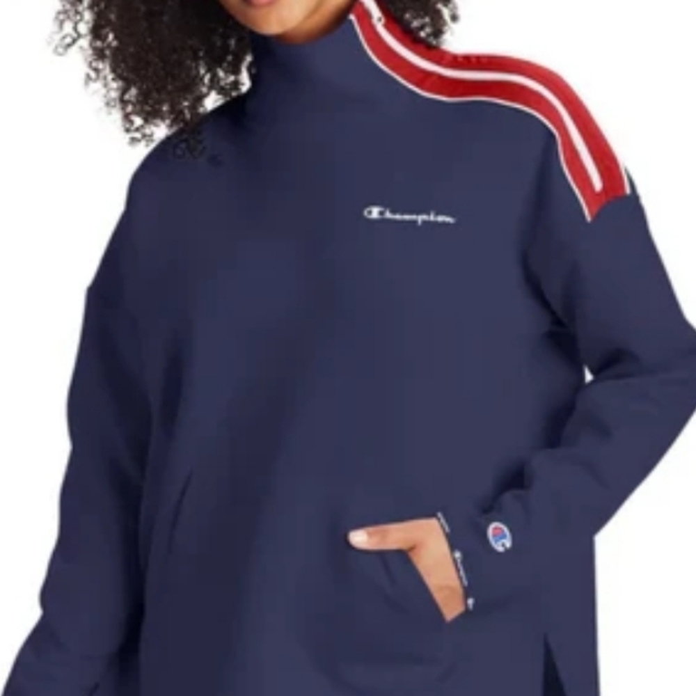 CHAMPION athletic zip mock neck oversized sweatshirt women's size m